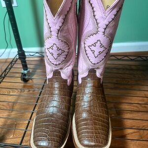Brown and Pink Western Boots